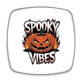 Gruselige Kürbislaterne – Spooky Vibes - Viereckiger Kühlschrankmagnet - Weiß - Vorne