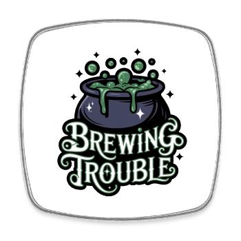 Hexenkessel – Brewing Trouble - Viereckiger Kühlschrankmagnet - Weiß - Vorne
