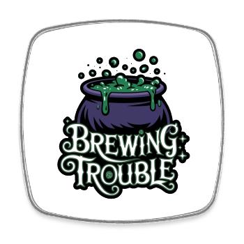 Hexenkessel – Brewing Trouble - Square fridge magnet - white - Front