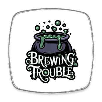 Hexenkessel – Brewing Trouble - Square fridge magnet - white - Front