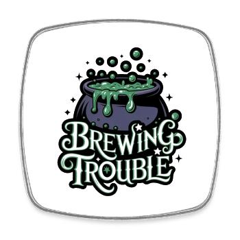 Hexenkessel – Brewing Trouble - Square fridge magnet - white - Front