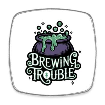 Hexenkessel – Brewing Trouble - Square fridge magnet - white - Front