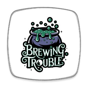 Hexenkessel – Brewing Trouble - Square fridge magnet - white - Front