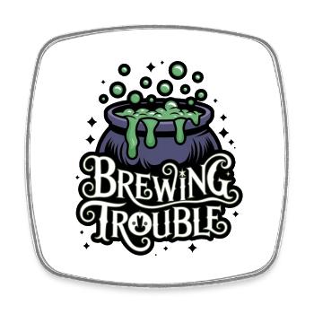 Hexenkessel – Brewing Trouble - Square fridge magnet - white - Front