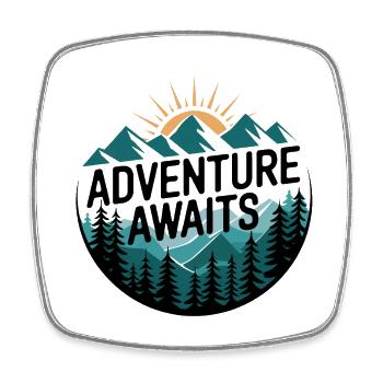 Adventure Awaits – Bergpanorama - Viereckiger Kühlschrankmagnet - Weiß - Vorne