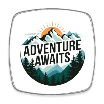 Adventure Awaits – Bergpanorama - Viereckiger Kühlschrankmagnet - Weiß - Vorne