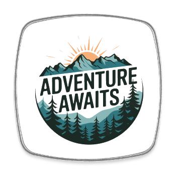 Adventure Awaits – Bergpanorama - Viereckiger Kühlschrankmagnet - Weiß - Vorne