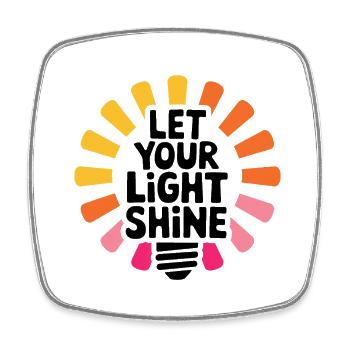 Let Your Light Shine – Leuchtende Glühbirne - Viereckiger Kühlschrankmagnet - Weiß - Vorne