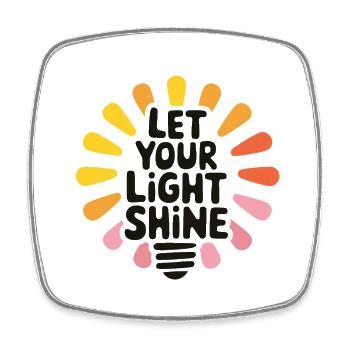 Let Your Light Shine – Leuchtende Glühbirne - Viereckiger Kühlschrankmagnet - Weiß - Vorne