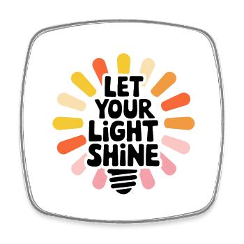 Let Your Light Shine – Leuchtende Glühbirne - Viereckiger Kühlschrankmagnet - Weiß - Vorne