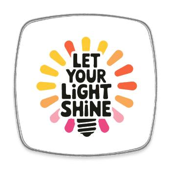 Let Your Light Shine – Leuchtende Glühbirne - Viereckiger Kühlschrankmagnet - Weiß - Vorne