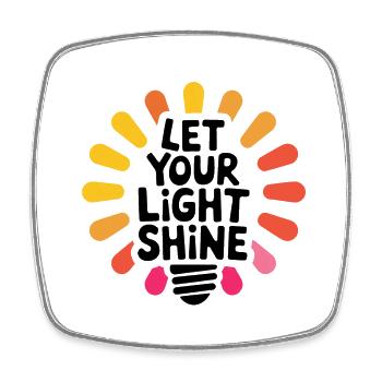 Let Your Light Shine – Leuchtende Glühbirne - Viereckiger Kühlschrankmagnet - Weiß - Vorne