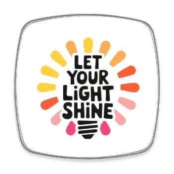 Let Your Light Shine – Leuchtende Glühbirne - Viereckiger Kühlschrankmagnet - Weiß - Vorne