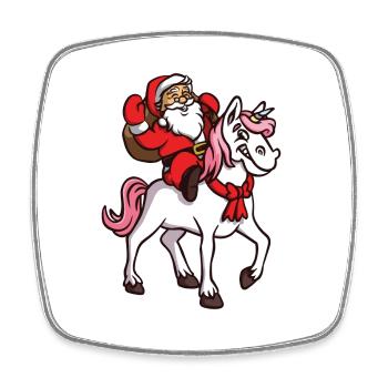 Einhorn Weihnachtsmann Comic Santa Claus XMAS - Viereckiger Kühlschrankmagnet - Weiß - Vorne