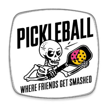 Pickleball, wo Freunde zerschmettert werden Cooles Skelett - Viereckiger Kühlschrankmagnet - Weiß - Vorne