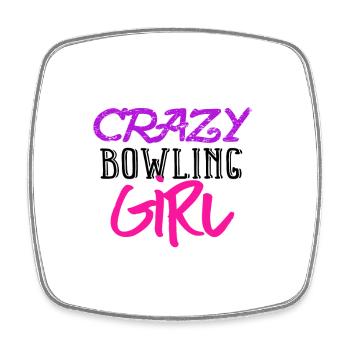Crazy Bowling Girl - Viereckiger Kühlschrankmagnet - Weiß - Vorne
