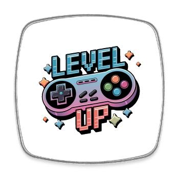 Level Up – Gaming Controller - Square fridge magnet - white - Front