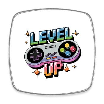 Level Up – Gaming Controller - Square fridge magnet - white - Front