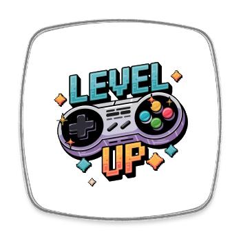 Level Up – Gaming Controller - Square fridge magnet - white - Front