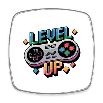 Level Up – Gaming Controller - Square fridge magnet - white - Front