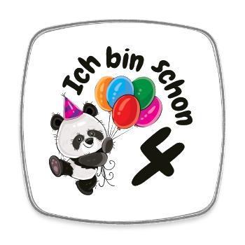 4th Birthday Cute Panda Panda Bear Four 4 Years - Square fridge magnet - white - Front