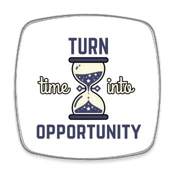 Turn time into opportunity - Square fridge magnet - white - Front