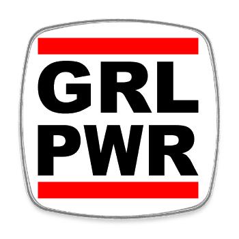 Girl Power "GRL PWR" - Zeig deine Stärke! - Viereckiger Kühlschrankmagnet - Weiß - Vorne