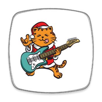 Gitarrist Gitarre Comic Katze Weihnachten - Viereckiger Kühlschrankmagnet - Weiß - Vorne
