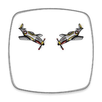 Old school tattoo fighter jet - Square fridge magnet - white - Front