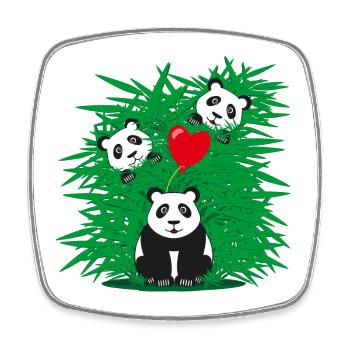 Liebe Panda Familie mit rotem Herz. - Viereckiger Kühlschrankmagnet - Weiß - Vorne