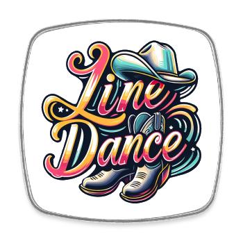 Colorful line dance design with cowboy hat - Square fridge magnet - white - Front