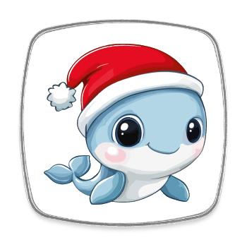 Whale Christmas Cute Cute Xmas Christmas - Square fridge magnet - white - Front