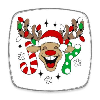 Rentier Rudolph Weihnachten Ugly Christmas Sweater - Viereckiger Kühlschrankmagnet - Weiß - Vorne
