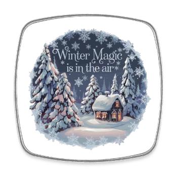 Winter Magic is in the Air – Winterlandschaft - Viereckiger Kühlschrankmagnet - Weiß - Vorne