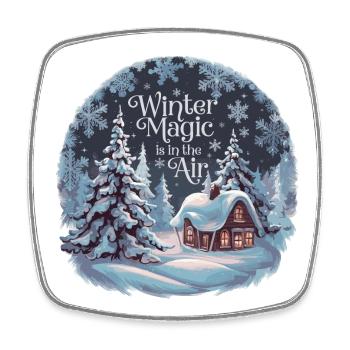 Winter Magic is in the Air – Winter Landscape - Square fridge magnet - white - Front