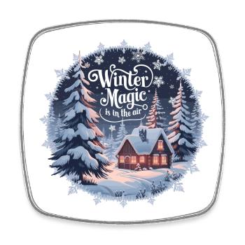Winter Magic is in the Air – Winter Landscape - Square fridge magnet - white - Front