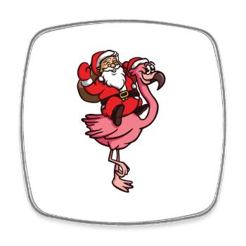 Flamingo Weihnachtsmann Bande dessinée Père Noël Noël - Magnet carré - blanc - Devant