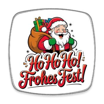 Santa Claus – Ho Ho Ho! Merry Christmas - Square fridge magnet - white - Front