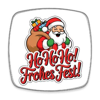 Weihnachtsmann – Ho Ho Ho! Frohes Fest - Viereckiger Kühlschrankmagnet - Weiß - Vorne