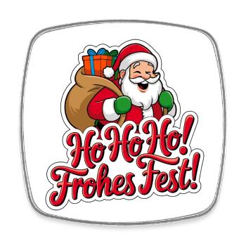 Santa Claus – Ho Ho Ho! Merry Christmas - Square fridge magnet - white - Front