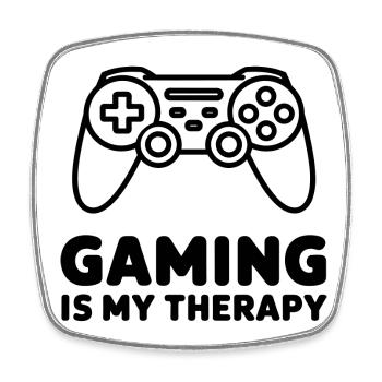 Gaming is my Therapy – Minimalist Controller - Square fridge magnet - white - Front