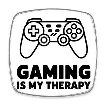 Gaming is my Therapy – Minimalist Controller - Square fridge magnet - white - Front