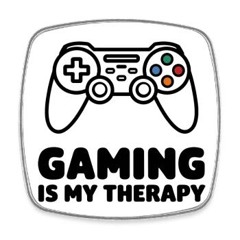 Gaming is my Therapy – Minimalist Controller - Square fridge magnet - white - Front