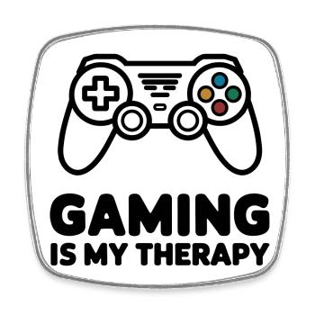 Gaming is my Therapy – Minimalist Controller - Square fridge magnet - white - Front