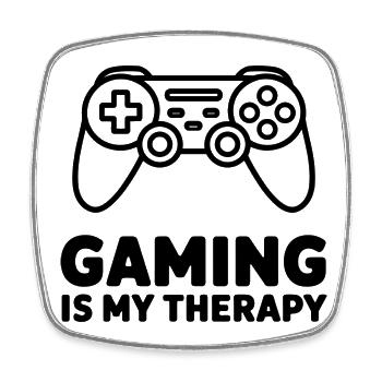 Gaming is my Therapy – Minimalist Controller - Square fridge magnet - white - Front
