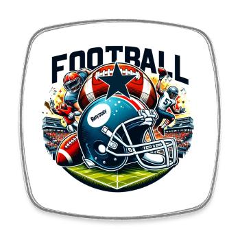 American Football Game Team Player - raffstaff ® - Viereckiger Kühlschrankmagnet - Weiß - Vorne