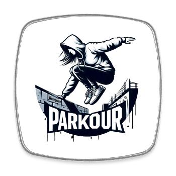 Parkour City Jump Tendance Sport Fille - raffstaff ® - Magnet carré - blanc - Devant