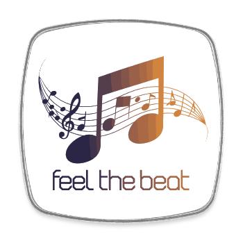 Feel the Beat – Abstrakter Notenschlüssel - Viereckiger Kühlschrankmagnet - Weiß - Vorne