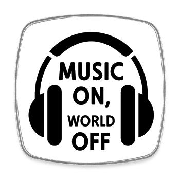 Music On, World Off – Minimalistische Kopfhörer - Viereckiger Kühlschrankmagnet - Weiß - Vorne