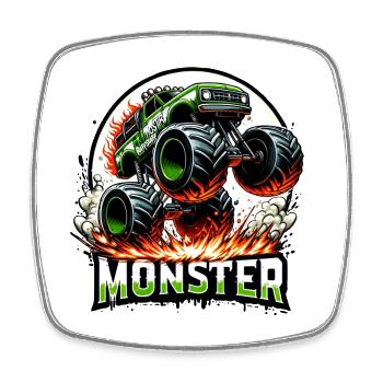 Monster Truck Voiture de pompier Voiture Camion - raffstaff ® - Magnet carré - blanc - Devant